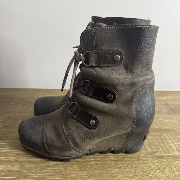 Sorel Joan of Arctic leather wedge waterproof boot brown size 9 - Picture 3 of 10
